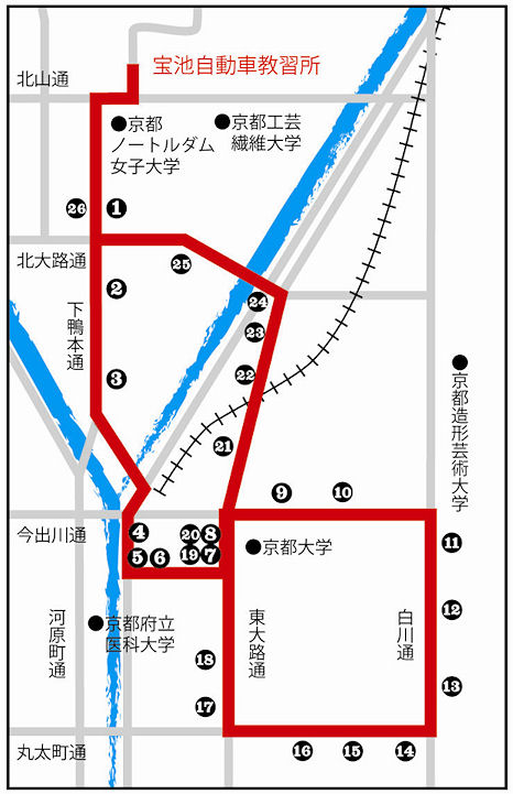 京大線バス停地図